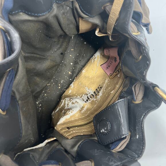 Y2k Rare Juicy Couture Navy Blue Velour Handbag with Charms & Bow Accent - Picture 6 of 7